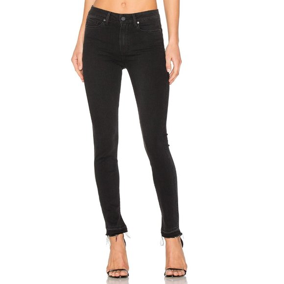 Paige Rosie HW Madeline Undone Hem Skinny Jeans Black Dusk size 27 - Picture 1 of 12